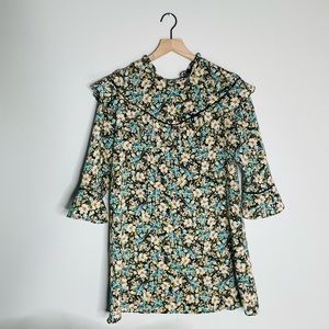 Zara Floral Mini Dress - Black, Blue, Cream